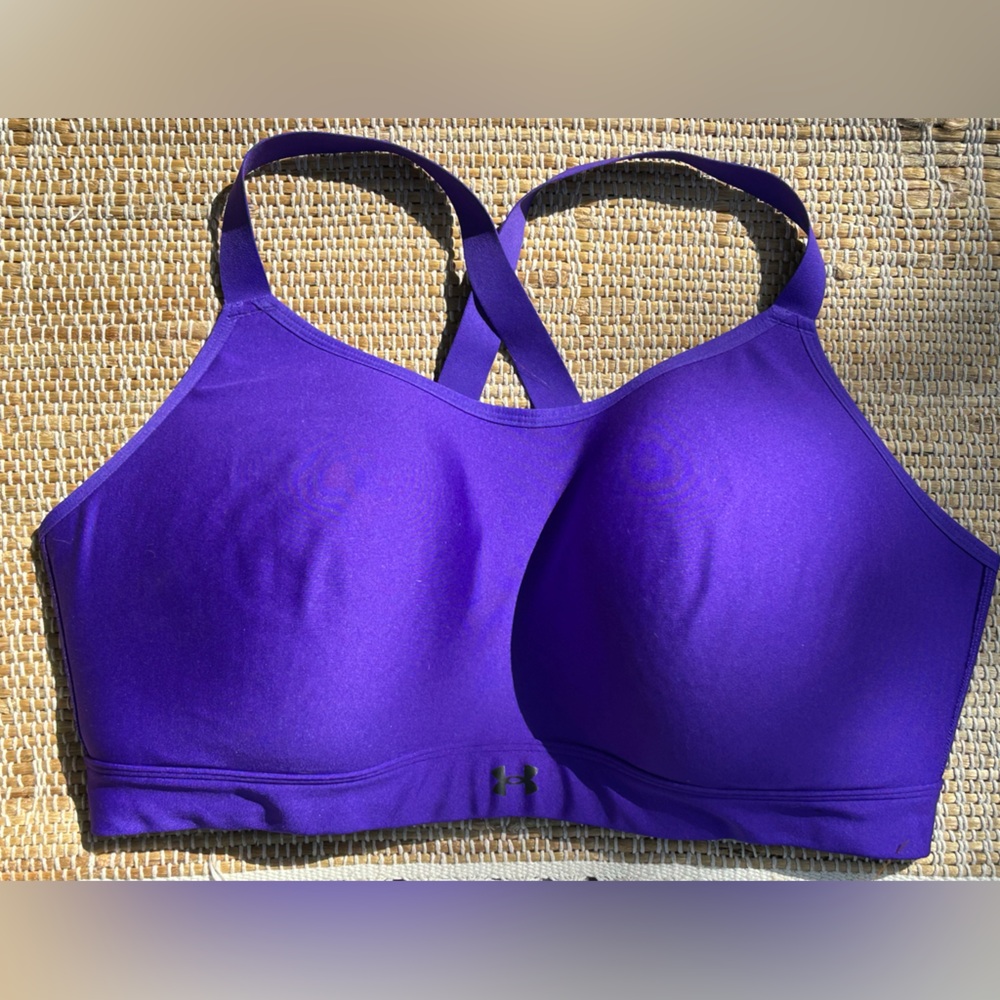 NWOT UNDER ARMOR s3X vibrant purple sports bra-wide elastic straps-x back